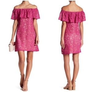 Eliza J - Pink Lace Off-the-Shoulder Dress - Size 4